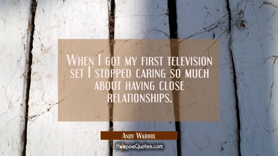 When I got my first television set I stopped caring so much about having close relationships. Andy Warhol Quotes