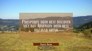 Prosperity doth best discover vice but Adversity doth best discover virtue
