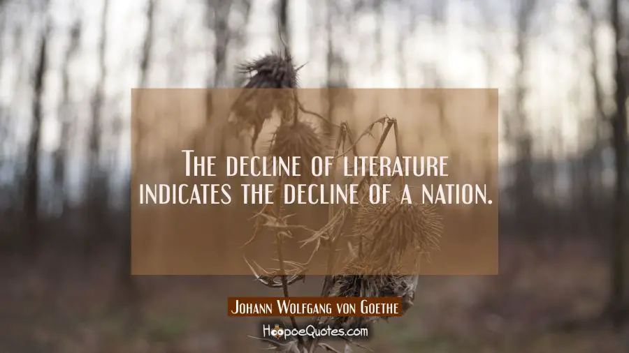 The decline of literature indicates the decline of a nation. Johann Wolfgang von Goethe Quotes