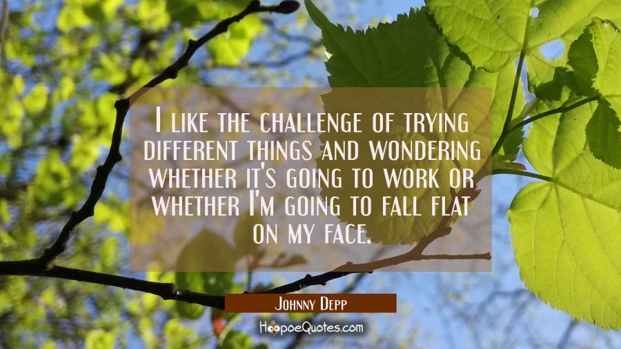 I like the challenge of trying different things and wondering whether it's going to work or whether Johnny Depp Quotes