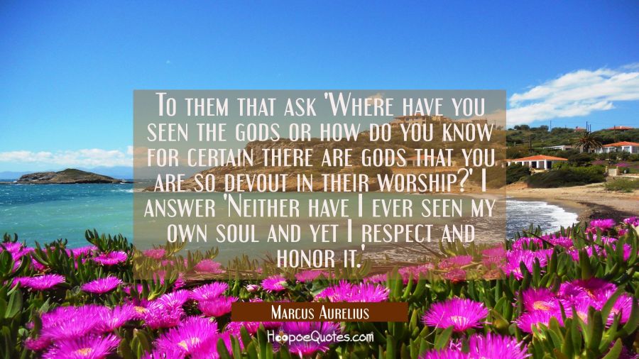To them that ask 'Where have you seen the gods or how do you know for certain there are gods that y Marcus Aurelius Quotes