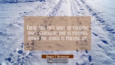 There are two ways of exerting one&#039;s strength: one is pushing down the other is pulling up. Booker T. Washington Quotes