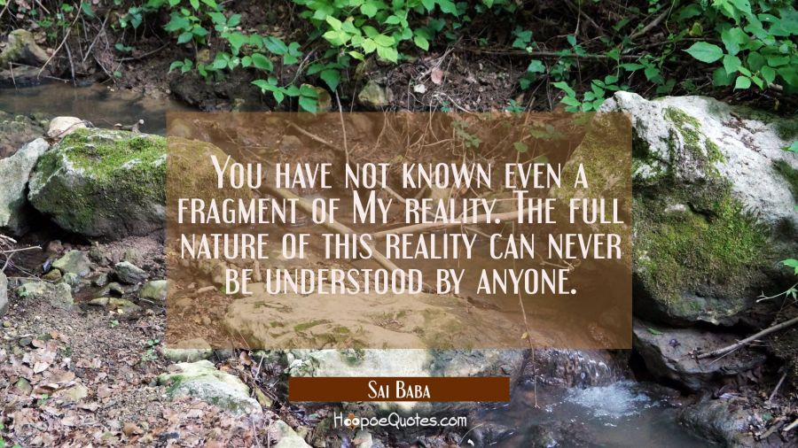 You have not known even a fragment of My reality. The full nature of this reality can never be unde Sai Baba Quotes