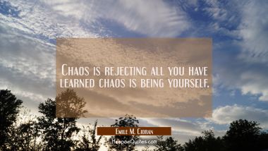Chaos is rejecting all you have learned chaos is being yourself.