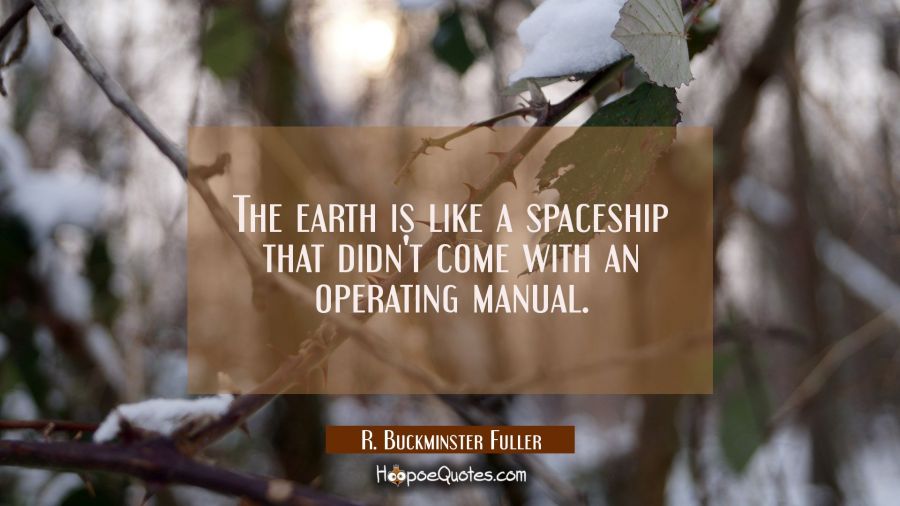 The earth is like a spaceship that didn't come with an operating manual. R. Buckminster Fuller Quotes