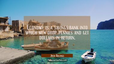 Economy is a savings-bank into which men drop pennies and get dollars in return.