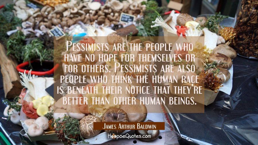 Pessimists are the people who have no hope for themselves or for others. Pessimists are also people James Arthur Baldwin Quotes