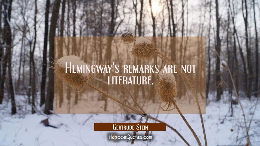 Hemingway's remarks are not literature. Gertrude Stein Quotes