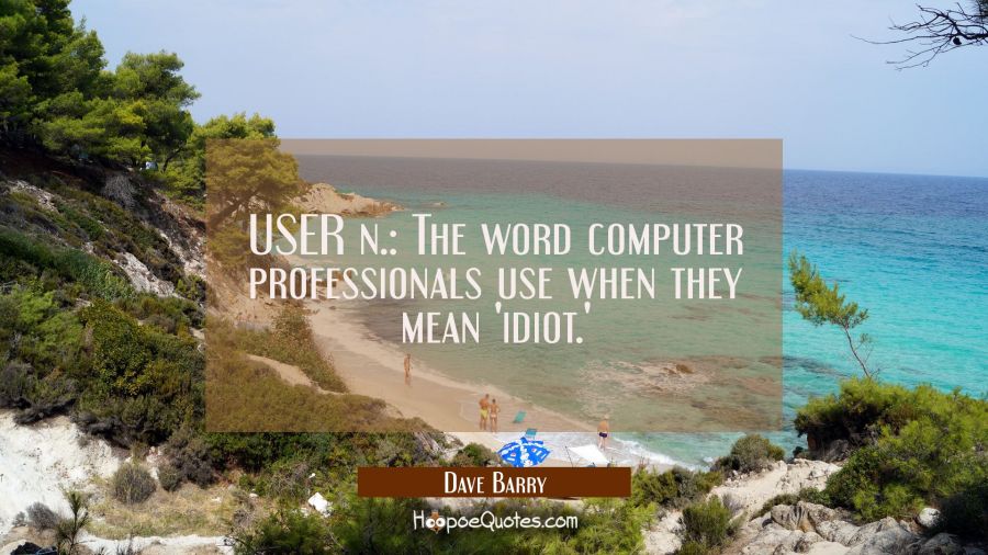 USER n.: The word computer professionals use when they mean 'idiot.' Dave Barry Quotes