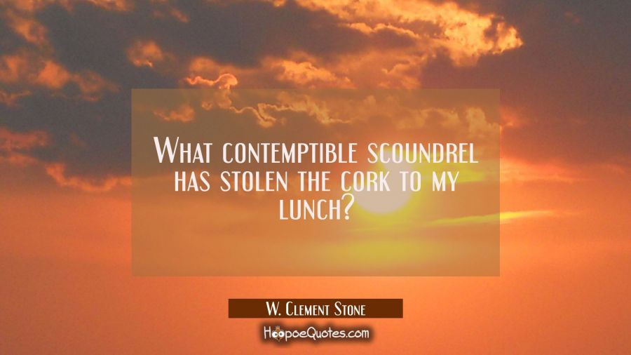 What contemptible scoundrel has stolen the cork to my lunch? W. Clement Stone Quotes