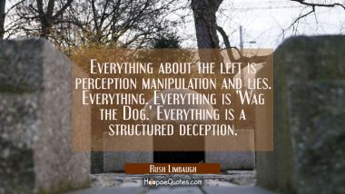 Everything about the left is perception manipulation and lies. Everything. Everything is &#039;Wag the D