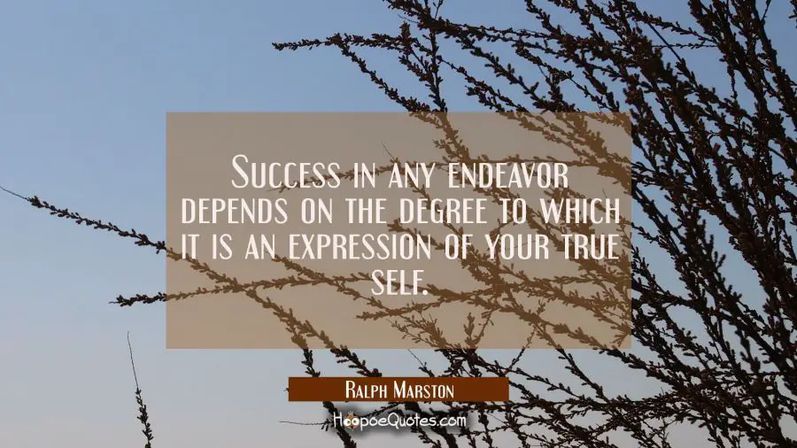 Success in any endeavor depends on the degree to which it is an expression of your true self. Ralph Marston Quotes