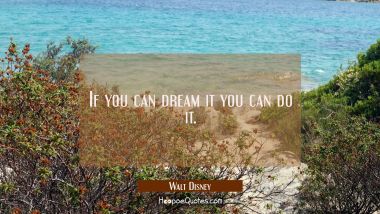 If you can dream it you can do it. Walt Disney Quotes