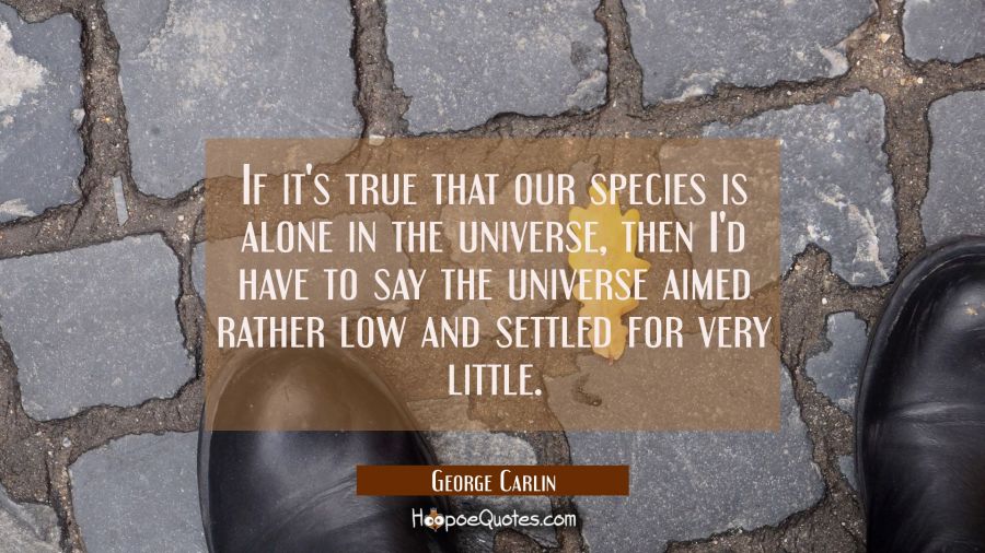 If it's true that our species is alone in the universe then I'd have to say the universe aimed rath George Carlin Quotes