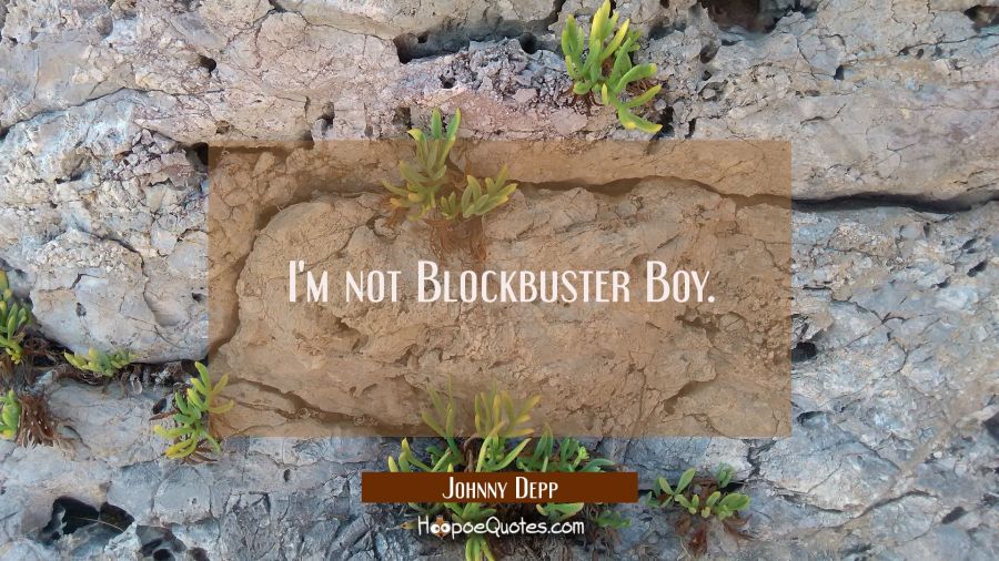 I'm not Blockbuster Boy. Johnny Depp Quotes