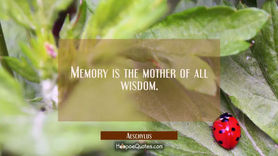 Memory is the mother of all wisdom. Aeschylus Quotes
