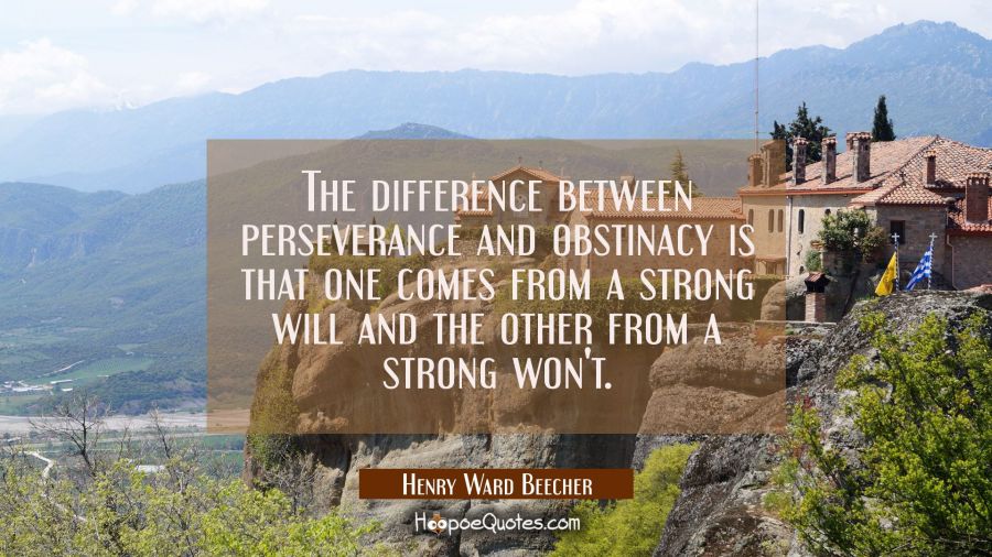 The difference between perseverance and obstinacy is that one comes from a strong will and the othe Henry Ward Beecher Quotes