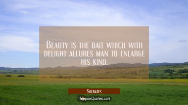 Beauty is the bait which with delight allures man to enlarge his kind. Socrates Quotes