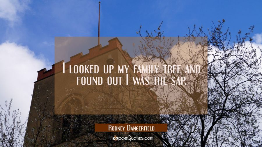 I looked up my family tree and found out I was the sap. Rodney Dangerfield Quotes