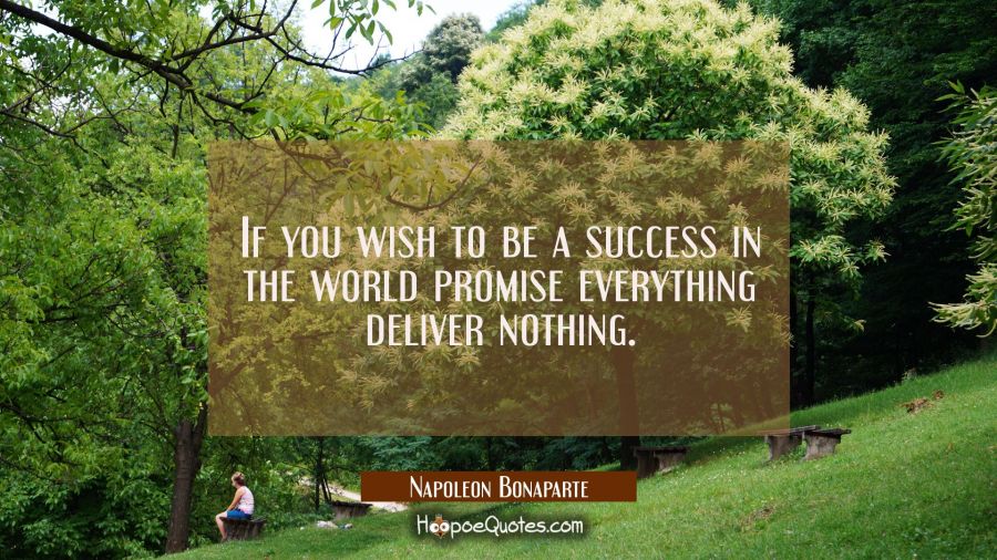 If you wish to be a success in the world promise everything deliver nothing. Napoleon Bonaparte Quotes