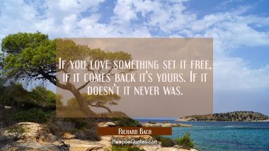 If you love something set it free, if it comes back it&#039;s yours. If it doesn&#039;t it never was.