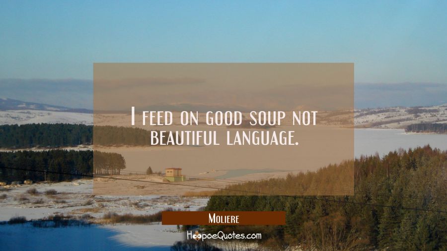 I feed on good soup not beautiful language. Moliere Quotes