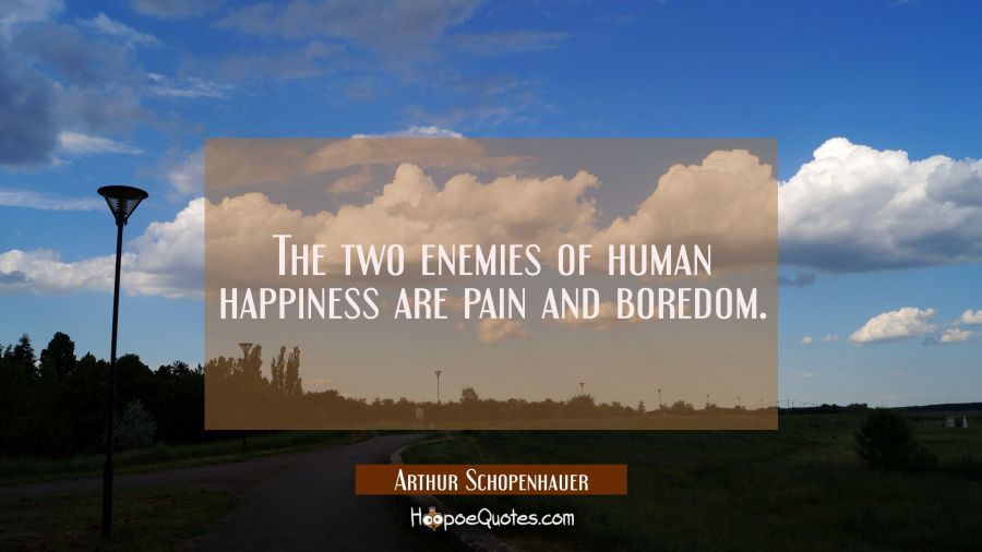 The two enemies of human happiness are pain and boredom. Arthur Schopenhauer Quotes