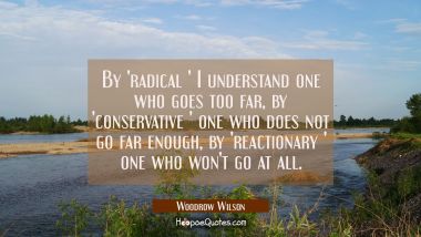 By &#039;radical &#039; I understand one who goes too far, by &#039;conservative &#039; one who does not go far enough,