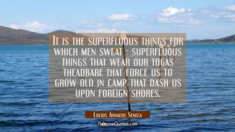 It is the superfluous things for which men sweat - superfluous things that wear our togas theadbare Lucius Annaeus Seneca Quotes