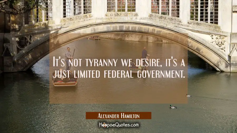 It&#039;s not tyranny we desire, it&#039;s a just limited federal government. Alexander Hamilton Quotes
