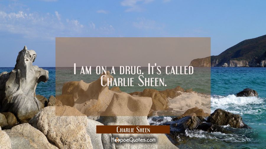 I am on a drug. It's called Charlie Sheen. Charlie Sheen Quotes