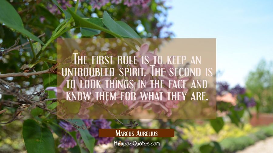 The first rule is to keep an untroubled spirit. The second is to look things in the face and know t Marcus Aurelius Quotes