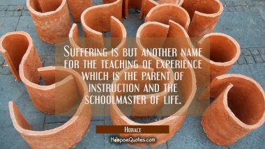 Suffering is but another name for the teaching of experience which is the parent of instruction and Horace Quotes