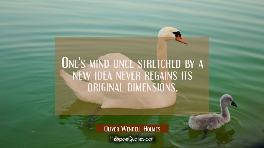One's mind once stretched by a new idea never regains its original dimensions. Oliver Wendell Holmes Quotes