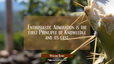 Enthusiastic Admiration is the first Principle of Knowledge and its last.