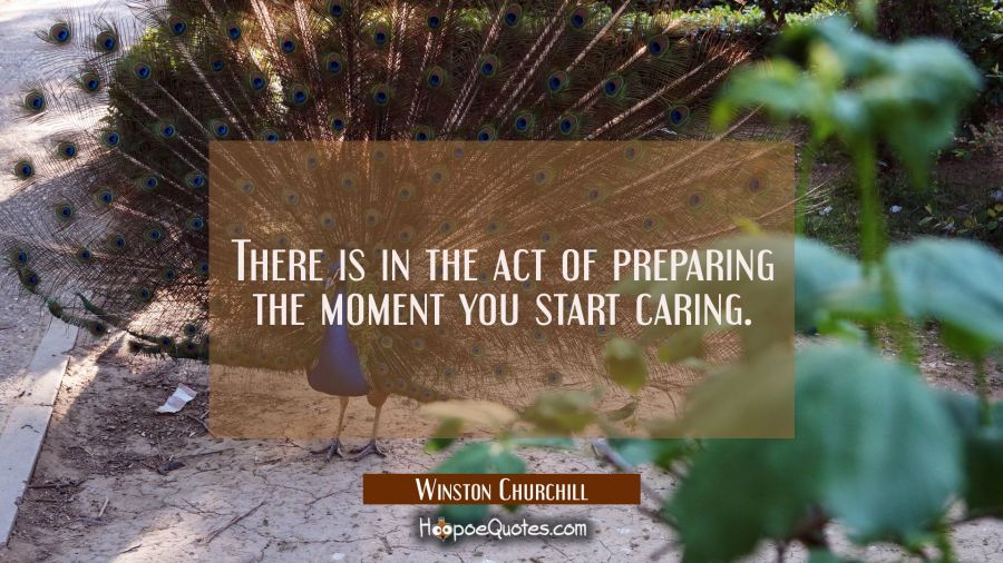 There is in the act of preparing the moment you start caring. Winston Churchill Quotes