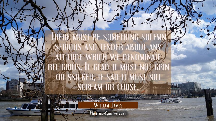 There must be something solemn serious and tender about any attitude which we denominate religious. William James Quotes