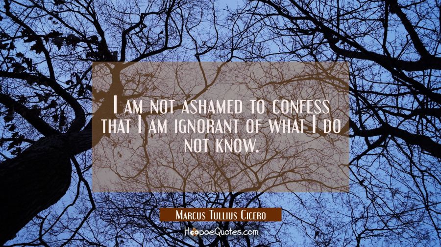 I am not ashamed to confess that I am ignorant of what I do not know. Marcus Tullius Cicero Quotes