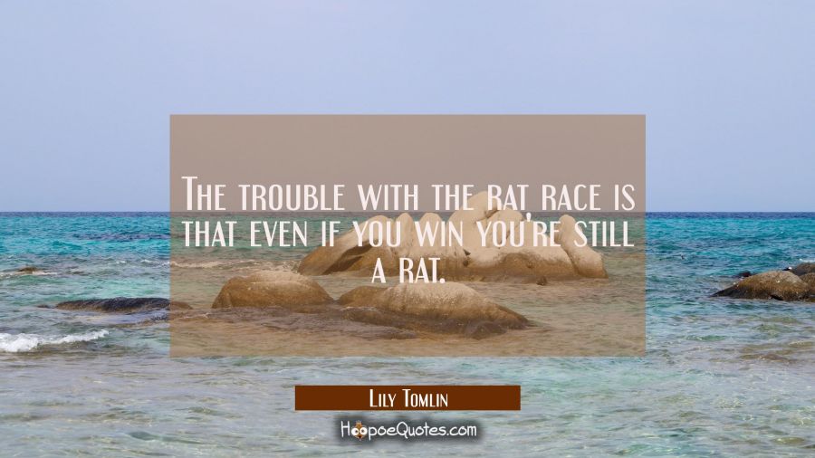The trouble with the rat race is that even if you win you're still a rat. Lily Tomlin Quotes
