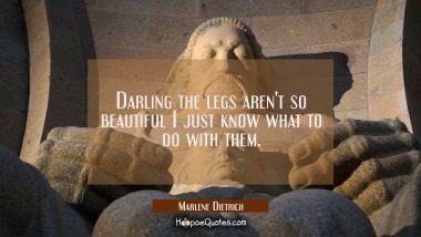 Darling the legs aren't so beautiful I just know what to do with them.