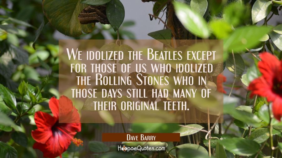 We idolized the Beatles except for those of us who idolized the Rolling Stones who in those days st Dave Barry Quotes