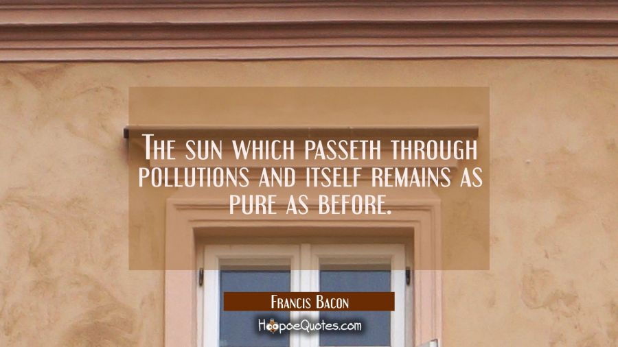 The sun which passeth through pollutions and itself remains as pure as before. Francis Bacon Quotes