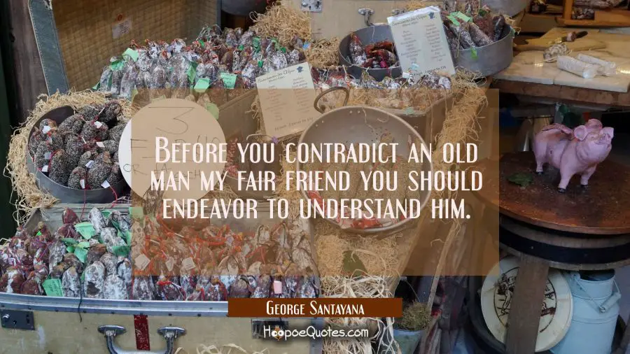 Before you contradict an old man my fair friend you should endeavor to understand him. George Santayana Quotes