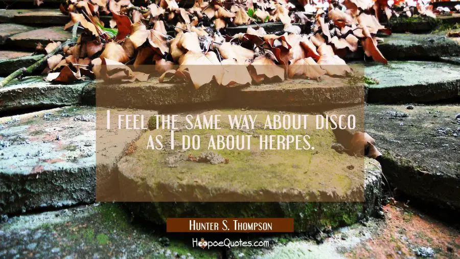 I feel the same way about disco as I do about herpes. Hunter S. Thompson Quotes
