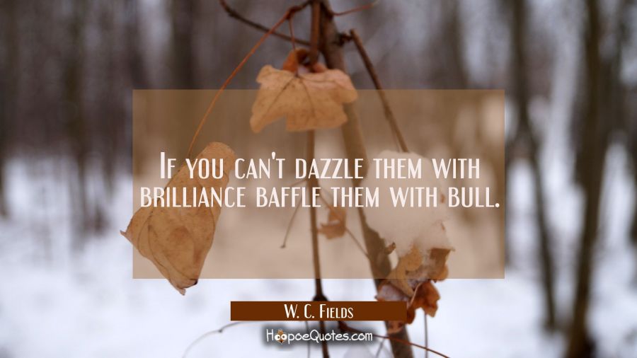 If you can't dazzle them with brilliance baffle them with bull. W. C. Fields Quotes