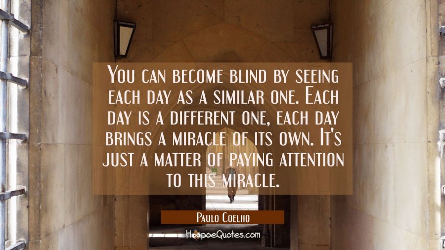 You can become blind by seeing each day as a similar one. Each day is a different one each day brin Paulo Coelho Quotes