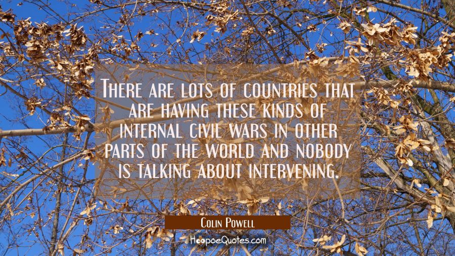 There are lots of countries that are having these kinds of internal civil wars in other parts of th Colin Powell Quotes