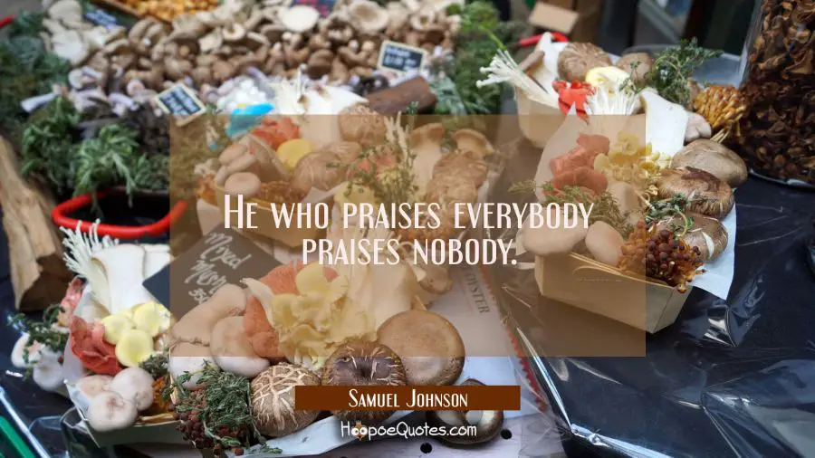 He who praises everybody praises nobody. Samuel Johnson Quotes