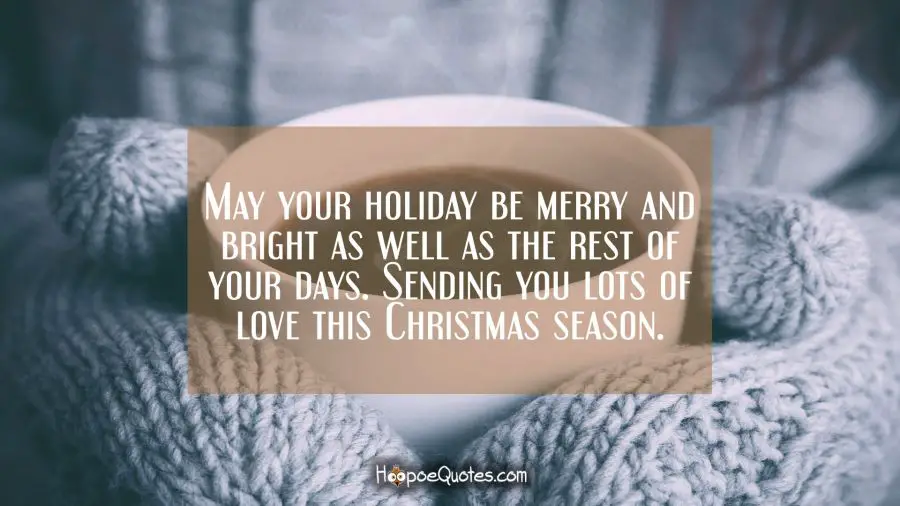 May your holiday be merry and bright as well as the rest of your days. Sending you lots of love this Christmas season. Christmas Quotes