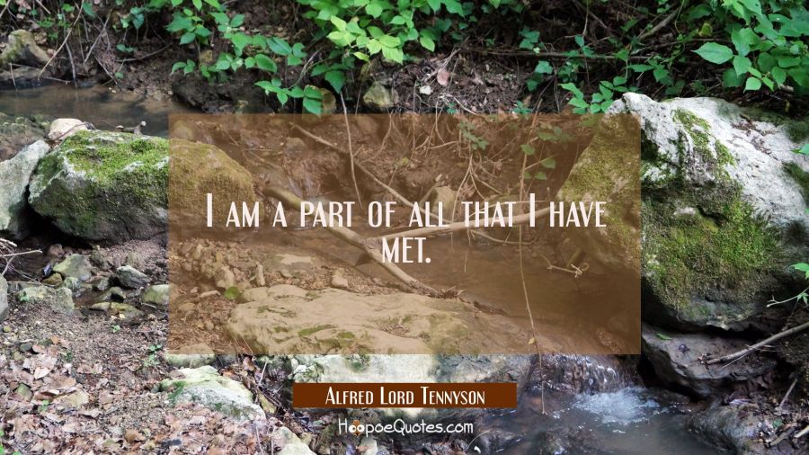 I am a part of all that I have met. Alfred Lord Tennyson Quotes